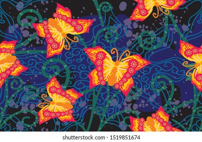 Indonesian batik motifs with very distinctive plant patterns