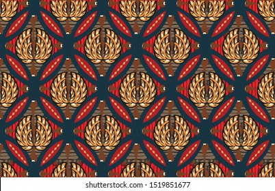 Indonesian batik motifs with very distinctive plant patterns