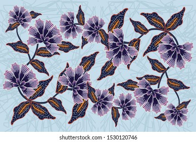 Indonesian batik motifs with very distinctive plant patterns
