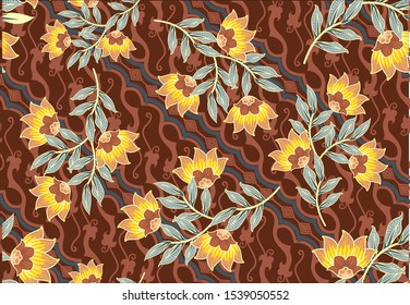 Indonesian batik motifs with very distinctive plant patterns