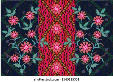 Indonesian batik motifs with very distinctive plant patterns