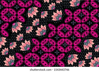 Indonesian batik motifs with very distinctive plant patterns