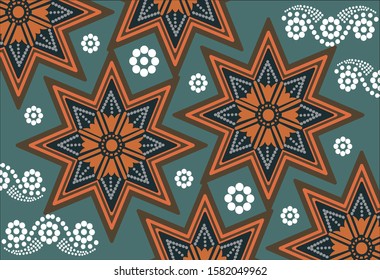 Indonesian batik motifs with very distinctive plant patterns