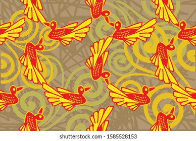 Indonesian batik motifs with very distinctive plant and bird patterns