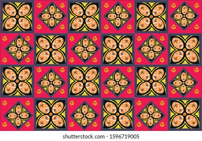Indonesian batik motifs with very distinctive plant patterns