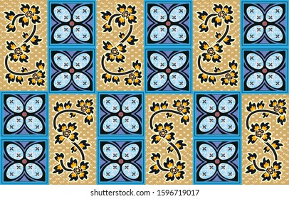 Indonesian batik motifs with very distinctive plant patterns