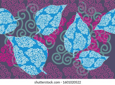 Indonesian batik motifs with very distinctive plant patterns