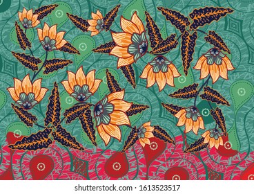 Indonesian batik motifs with very distinctive plant patterns