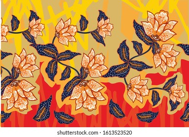 Indonesian batik motifs with very distinctive plant patterns