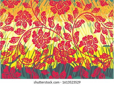 Indonesian batik motifs with very distinctive plant patterns