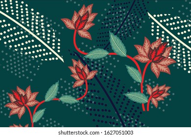 Indonesian batik motifs with very distinctive plant patterns