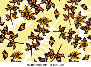 Indonesian batik motifs with very distinctive plant patterns