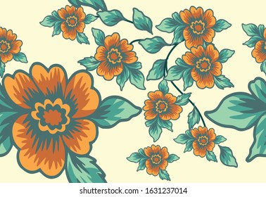 Indonesian batik motifs with very distinctive plant patterns
