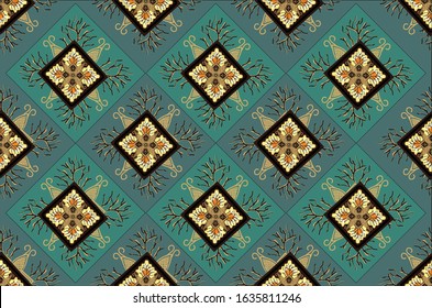 Indonesian batik motifs with very distinctive plant patterns