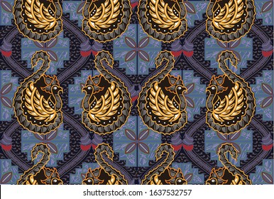 Indonesian batik motifs with very distinctive plant patterns