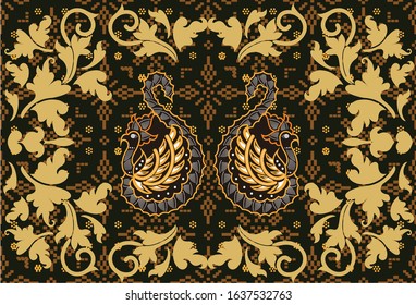 Indonesian batik motifs with very distinctive plant patterns