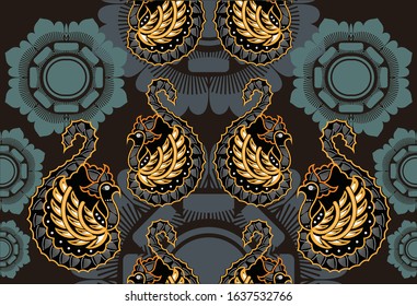 Indonesian batik motifs with very distinctive plant patterns