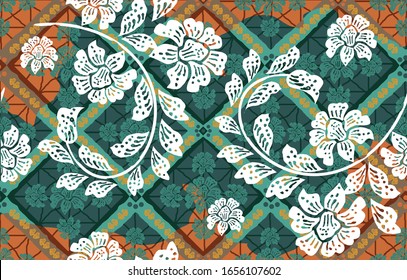 Indonesian batik motifs with very distinctive plant patterns