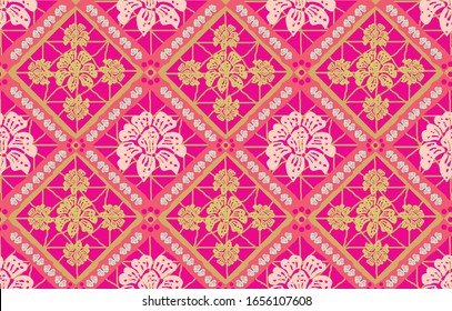Indonesian batik motifs with very distinctive plant patterns
