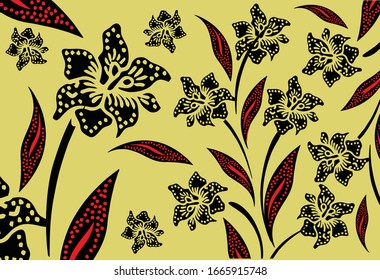 Indonesian batik motifs with very distinctive plant patterns