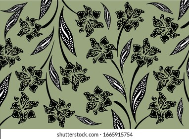 Indonesian batik motifs with very distinctive plant patterns