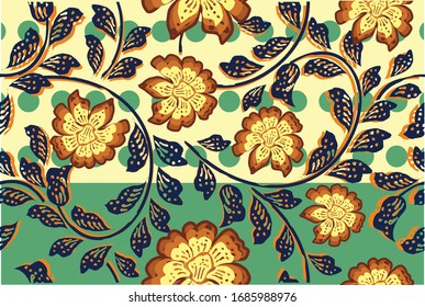 Indonesian batik motifs with very distinctive plant patterns