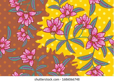 Indonesian batik motifs with very distinctive plant patterns