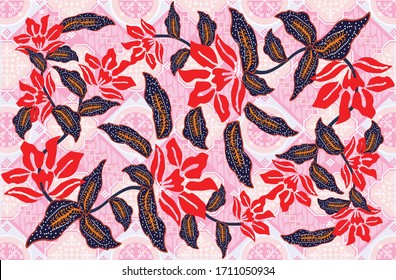 

Indonesian batik motifs with very distinctive plant patterns