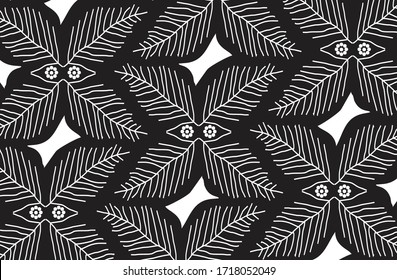 Indonesian batik motifs with very distinctive plant patterns,  Vector