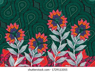 Indonesian batik motifs with very distinctive plant patterns,Vector