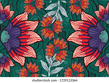 Indonesian batik motifs with very distinctive plant patterns,Vector