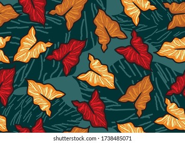 Indonesian batik motifs with very distinctive plant patterns. Batik is a wax coloring technique that is applied to a cloth, this technique originates from Indonesia. Design, Vector
