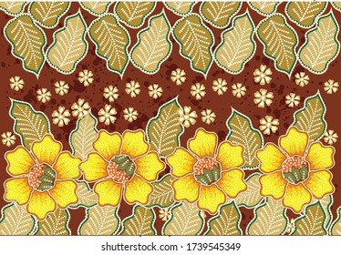 Indonesian batik motifs with very distinctive plant patterns. Batik is a wax coloring technique that is applied to a cloth, this technique originates from Indonesia. Design, Vector
