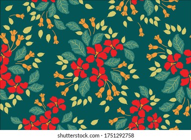 Indonesian batik motifs with very distinctive plant patterns,Vector