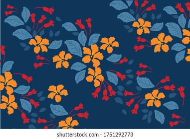 Indonesian batik motifs with very distinctive plant patterns,Vector