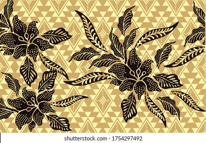 Indonesian batik motifs with very distinctive plant patterns,Vector