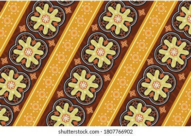 Indonesian batik motifs with very distinctive plant patterns, vector EPS 10