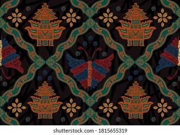 Indonesian batik motifs with very distinctive plant patterns