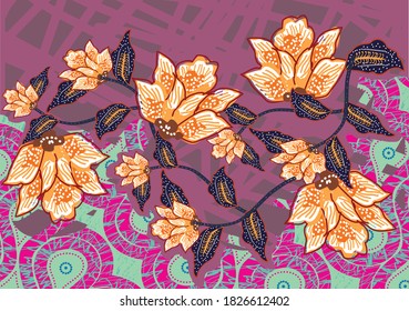 Indonesian batik motifs with very distinctive plant patterns