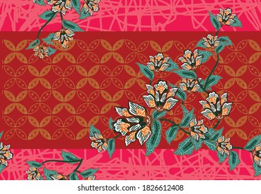 Indonesian batik motifs with very distinctive plant patterns