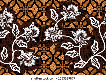 Indonesian batik motifs with very distinctive plant and  patterns