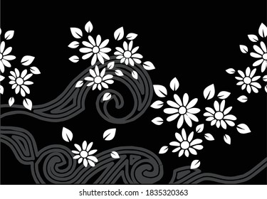 Indonesian batik motifs with very distinctive patterns.Black White,  exclusive backgrounds. Vector Eps 10