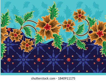 Indonesian batik motifs with very distinctive plant patterns, seamless.vector EPS 10.