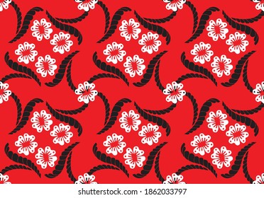Indonesian batik motifs with very distinctive plant patterns