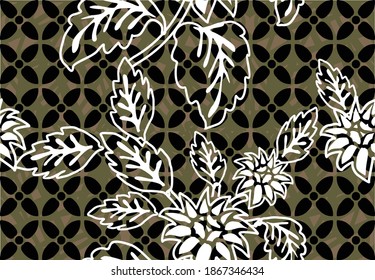 Indonesian batik motifs with very distinctive plant patterns. Exclusive background. EPS 10