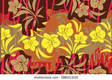 Indonesian batik motifs with very distinctive plant patterns