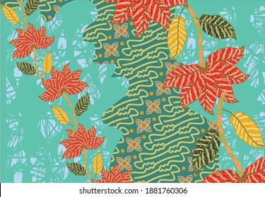 Indonesian batik motifs with very distinctive plant patterns