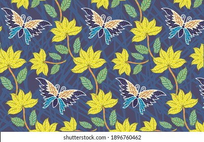 Indonesian batik motifs with very distinctive plant patterns