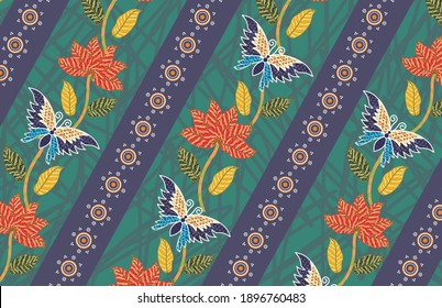 Indonesian batik motifs with very distinctive plant patterns