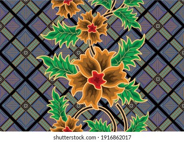Indonesian batik motifs with very distinctive plant patterns